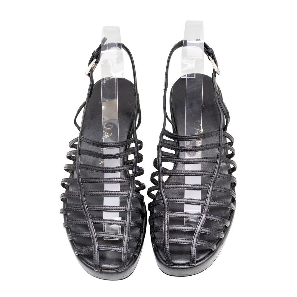 Prada Black Leather Cage Strappy Platform Sandals Women's US 7.5 EU 38 Italy - Picture 3 of 11